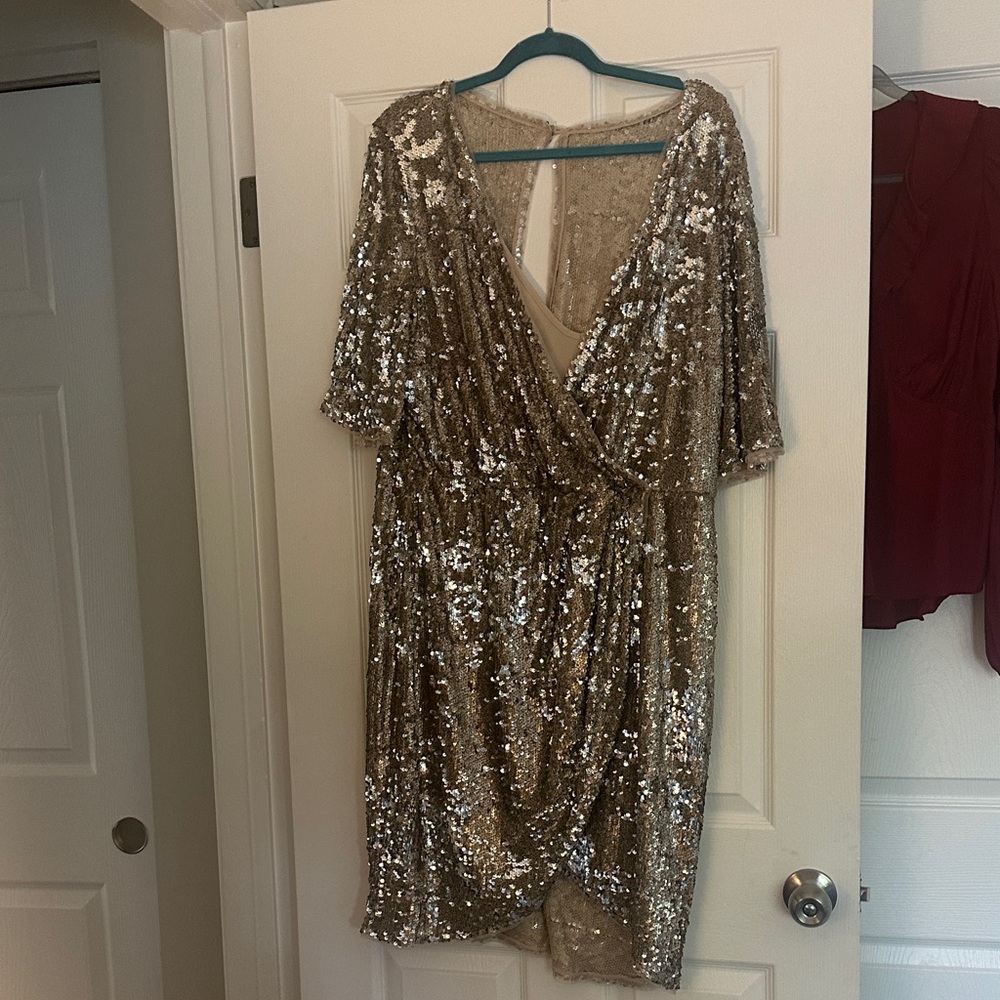 TFNC Gold Sequin Mini Dress